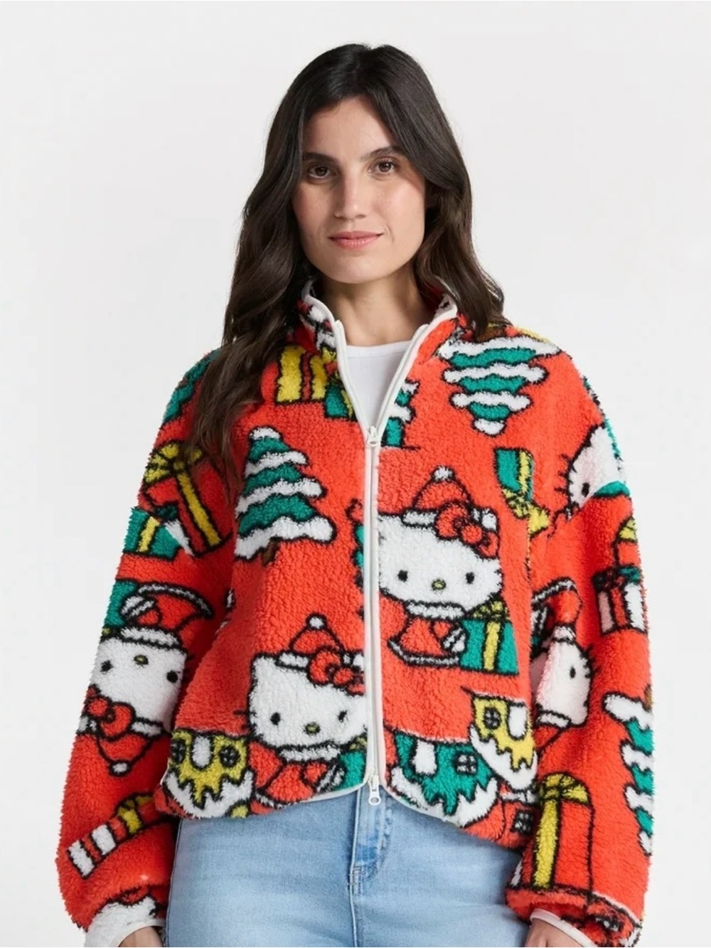 Hello Kitty Red Orange Holiday Teddy Jacket